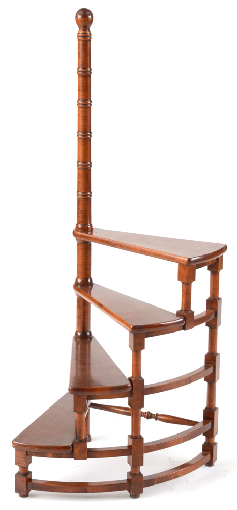 Vintage Mahogany Spiral Library Steps
