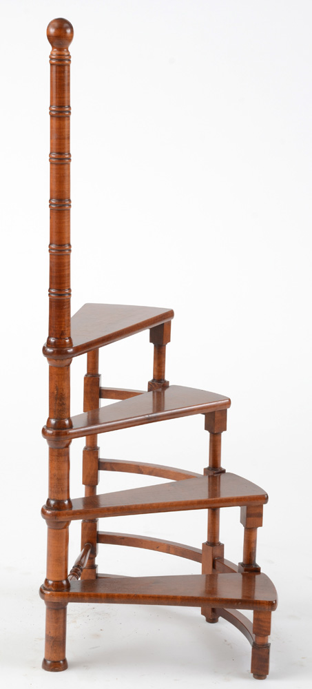 Vintage Mahogany Spiral Library Steps