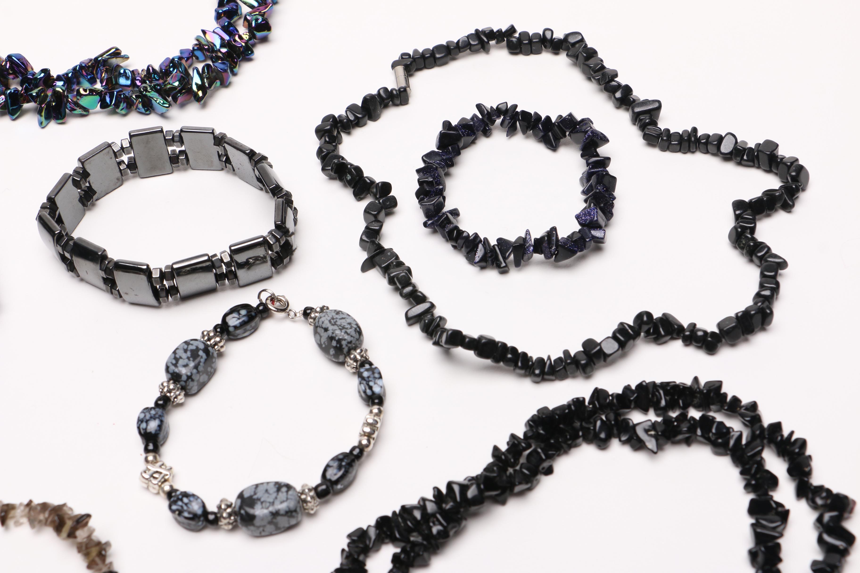 Assortment of Black Stone Jewelry