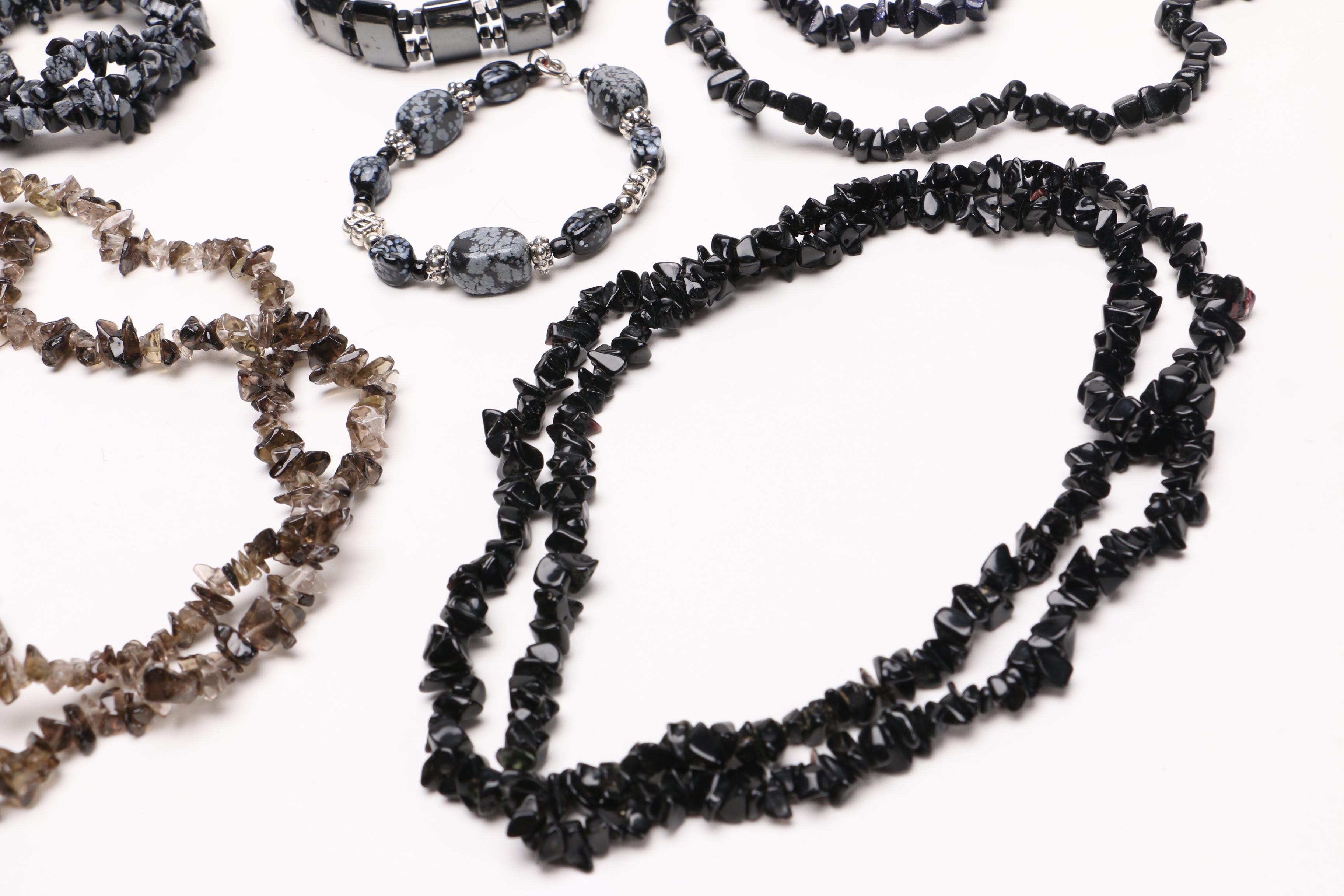Assortment of Black Stone Jewelry