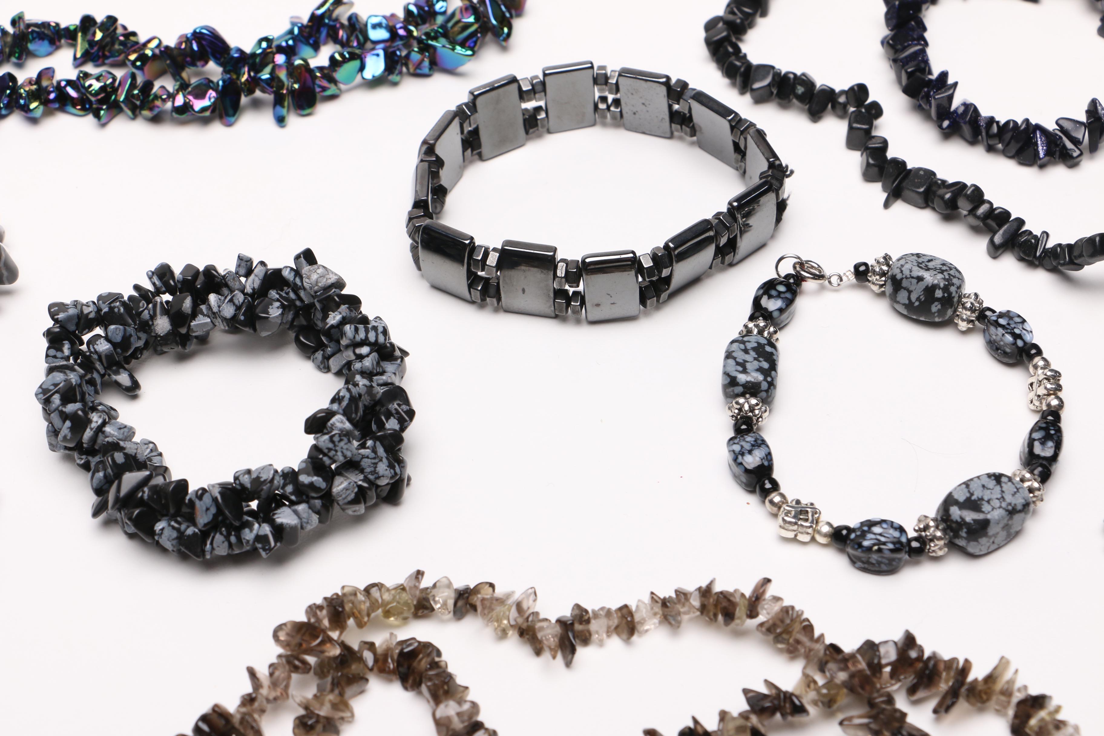 Assortment of Black Stone Jewelry