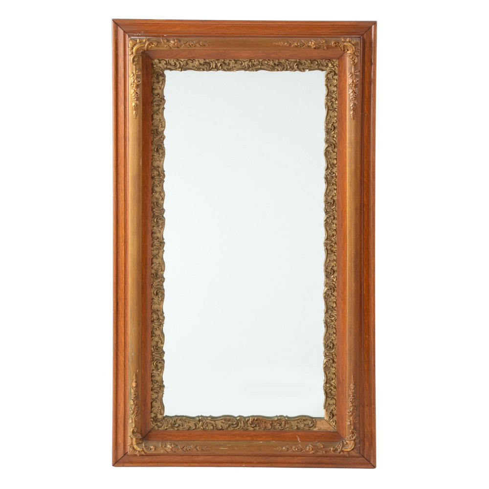 Vintage Oak and Gilt Wall Mirror