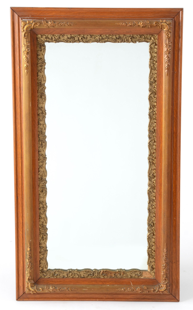 Vintage Oak and Gilt Wall Mirror
