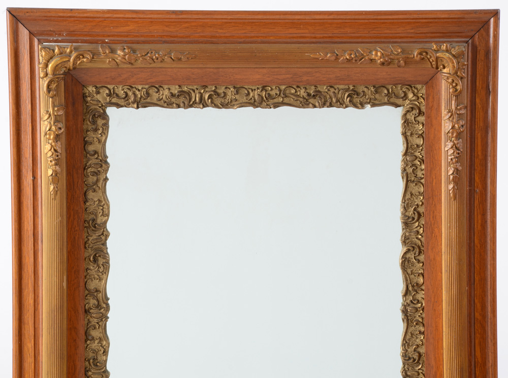 Vintage Oak and Gilt Wall Mirror