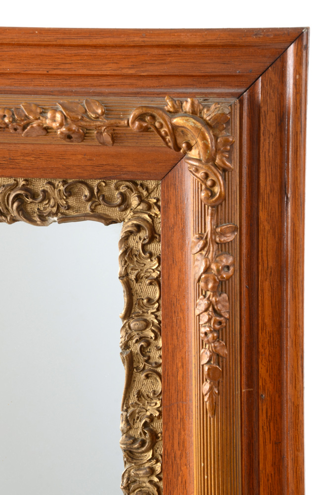 Vintage Oak and Gilt Wall Mirror