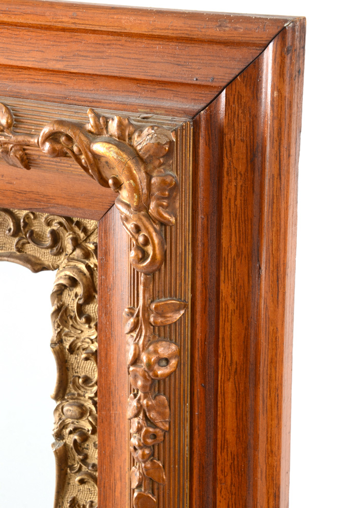 Vintage Oak and Gilt Wall Mirror