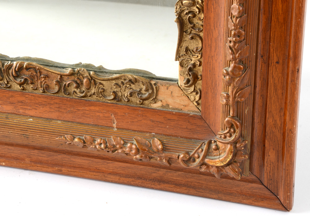 Vintage Oak and Gilt Wall Mirror