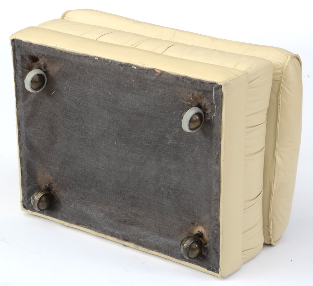 Cream Leather Ottoman