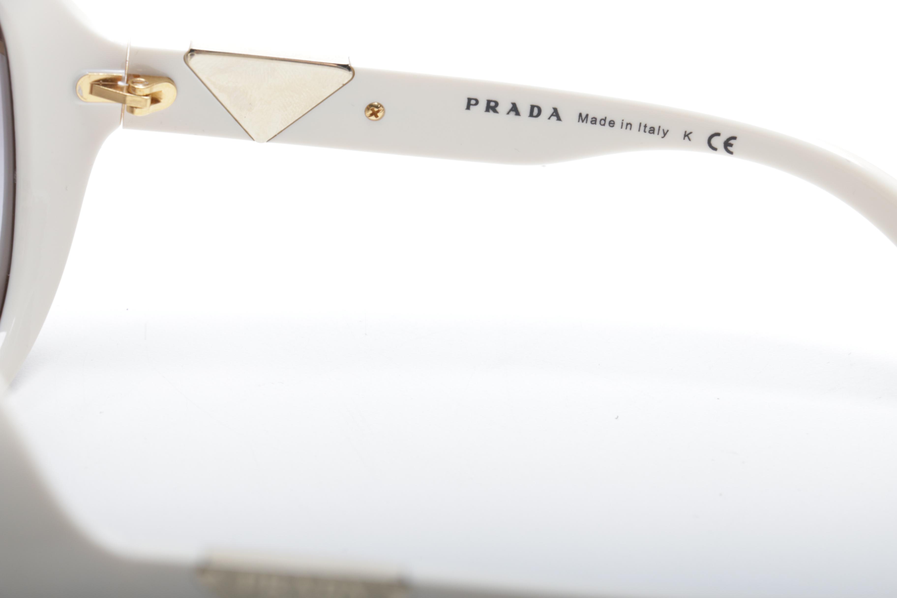 Prada White Sunglasses and Case