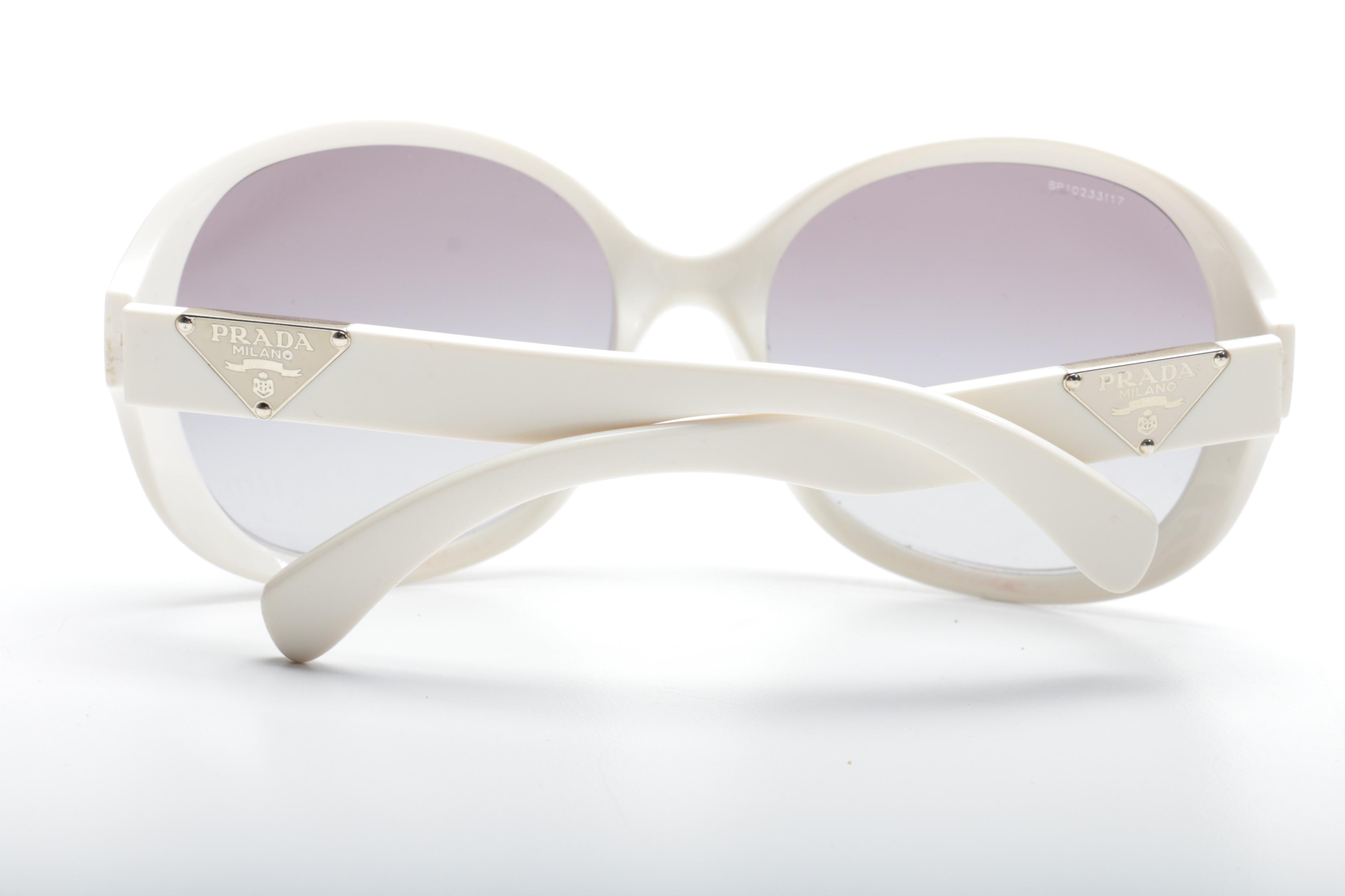 Prada White Sunglasses and Case