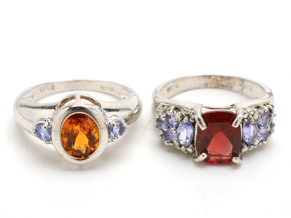 Sterling Silver, Citrine and Tanzanite Rings and Necklaces