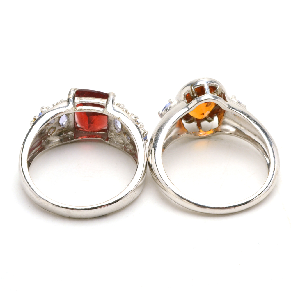 Sterling Silver, Citrine and Tanzanite Rings and Necklaces