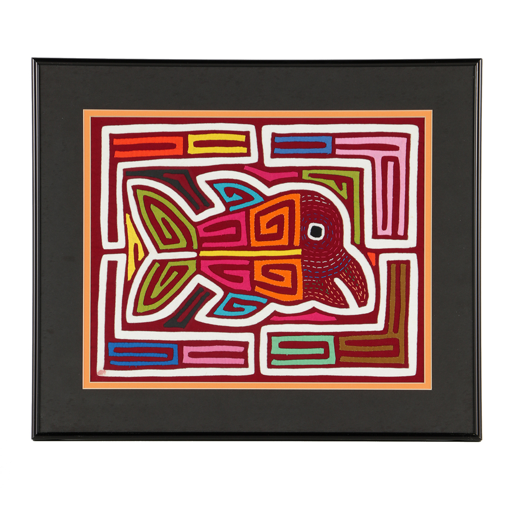 Mola Style Textile Art with Aquatic Motif