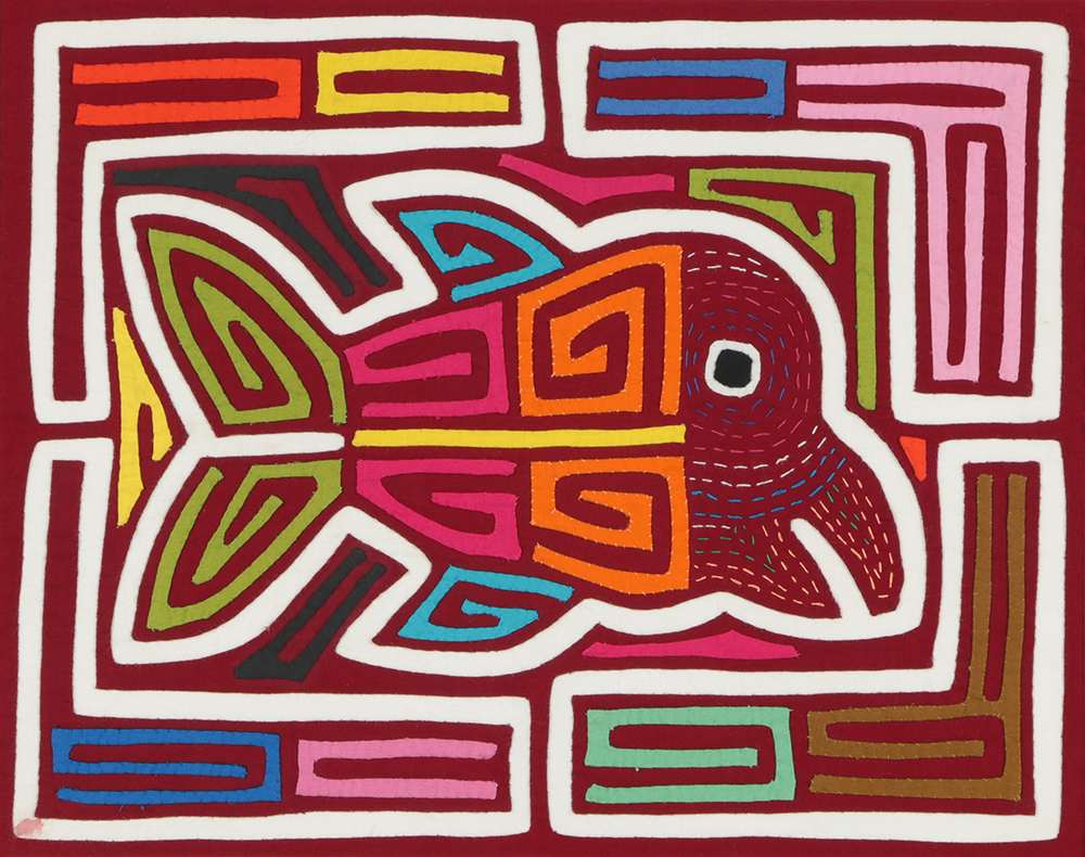 Mola Style Textile Art with Aquatic Motif