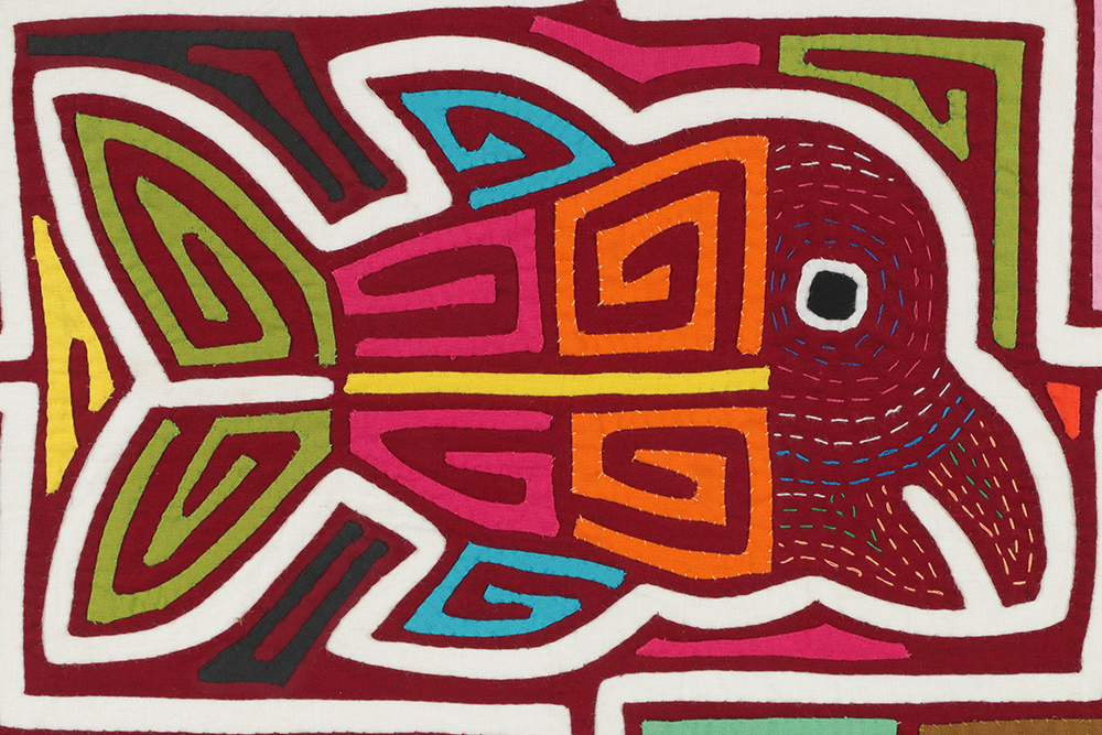 Mola Style Textile Art with Aquatic Motif