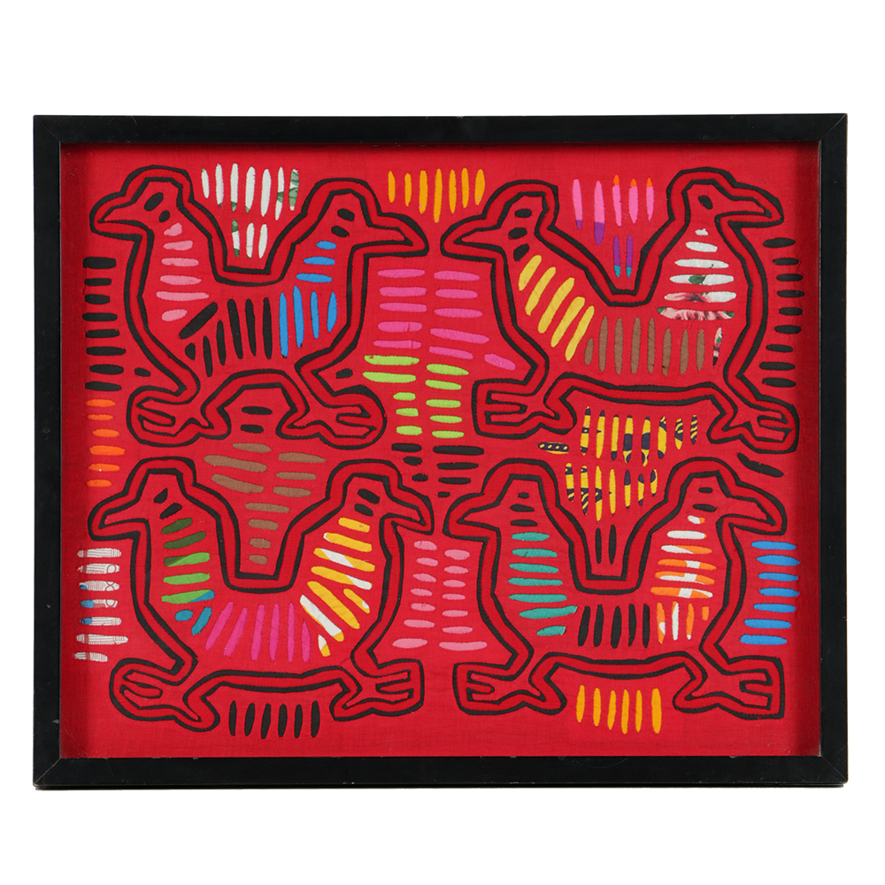 Mola Style Textile Art with Avian Motif