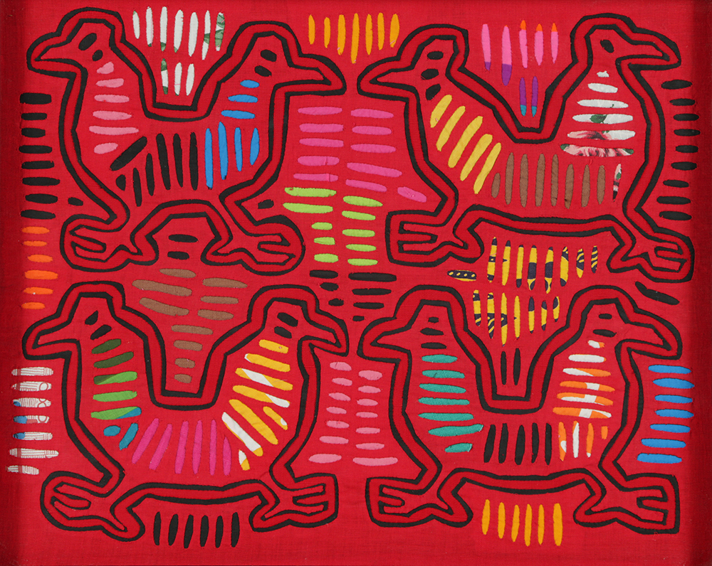 Mola Style Textile Art with Avian Motif
