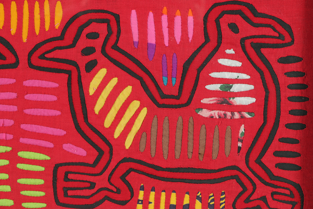 Mola Style Textile Art with Avian Motif