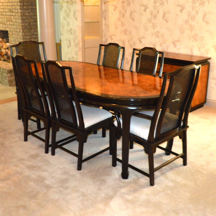 Century Furniture Asian Inspired Dining Table and Six Chairs