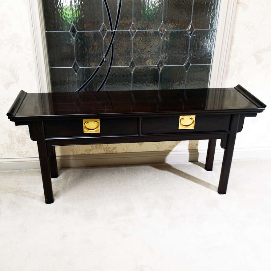 Asian Inspired Black Wooden Buffet by Century Furniture