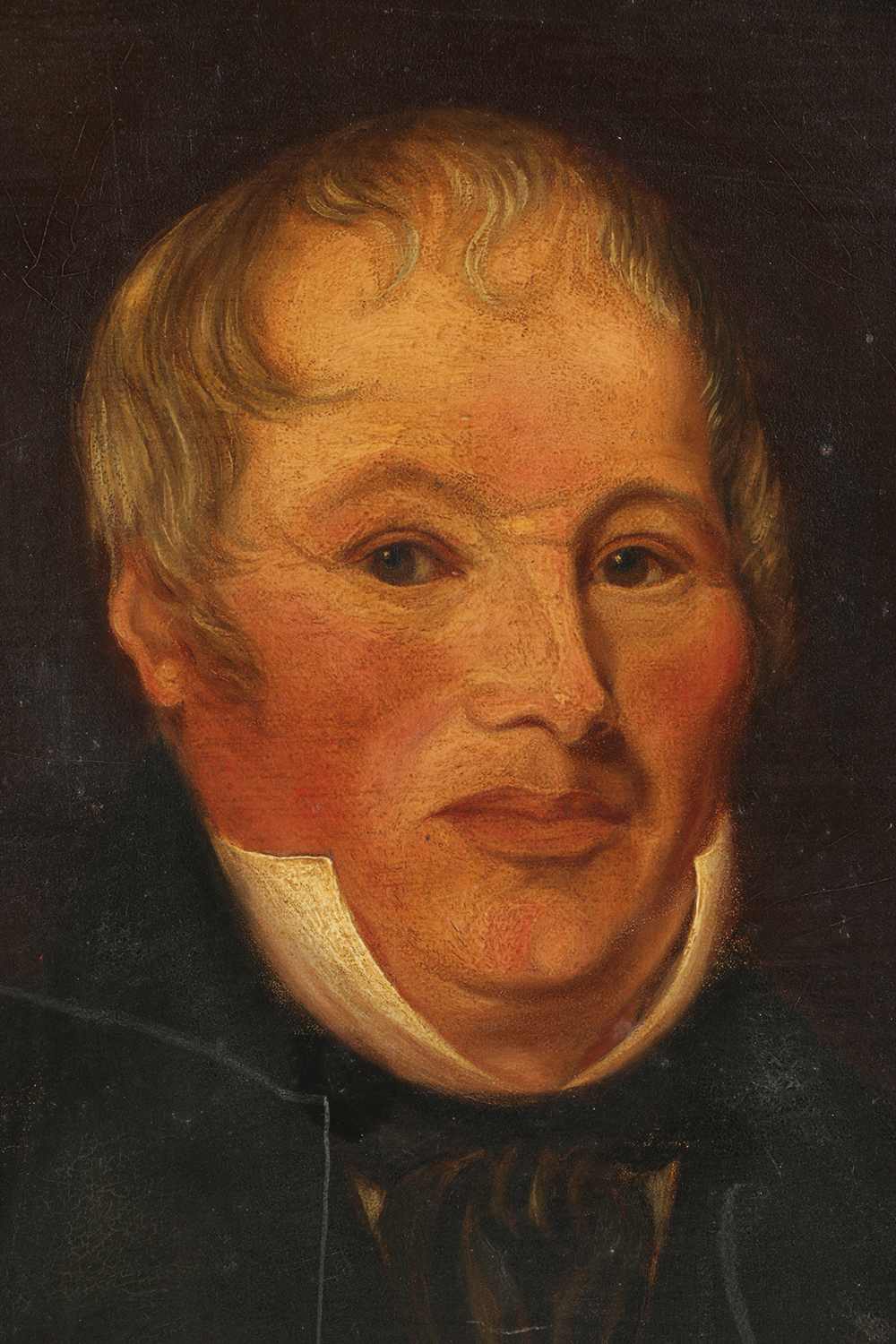 19th-Century Oil Painting on Board Portrait of a Man
