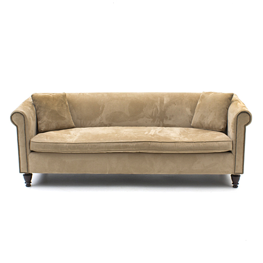 Contemporary Herringbone Microfiber Sofa by Martha Stewart