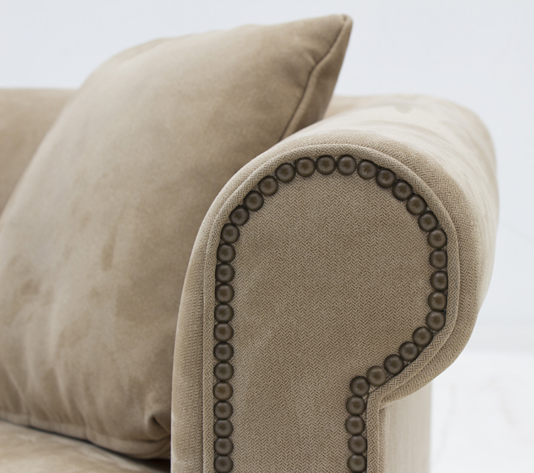 Contemporary Herringbone Microfiber Sofa by Martha Stewart