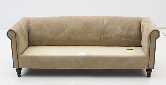 Contemporary Herringbone Microfiber Sofa by Martha Stewart