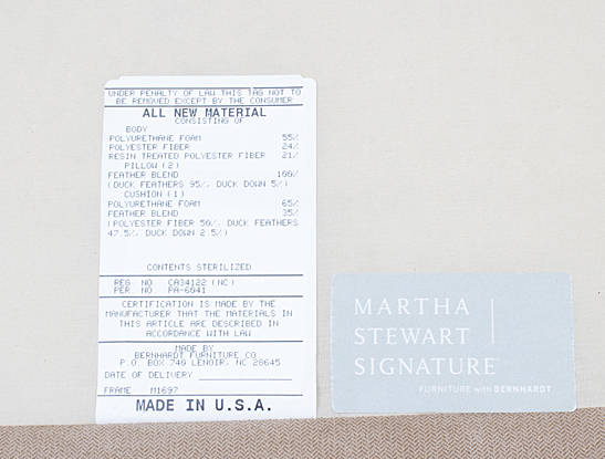 Contemporary Herringbone Microfiber Sofa by Martha Stewart