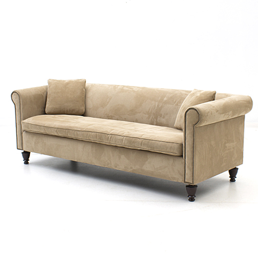 Contemporary Herringbone Microfiber Sofa by Martha Stewart