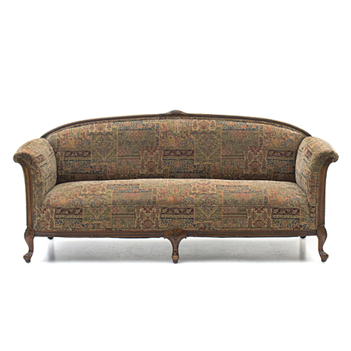 Vintage French Form Jacquard Style Tapestry Upholstered Sofa