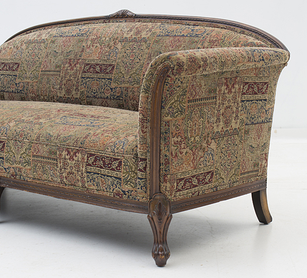 Vintage French Form Jacquard Style Tapestry Upholstered Sofa