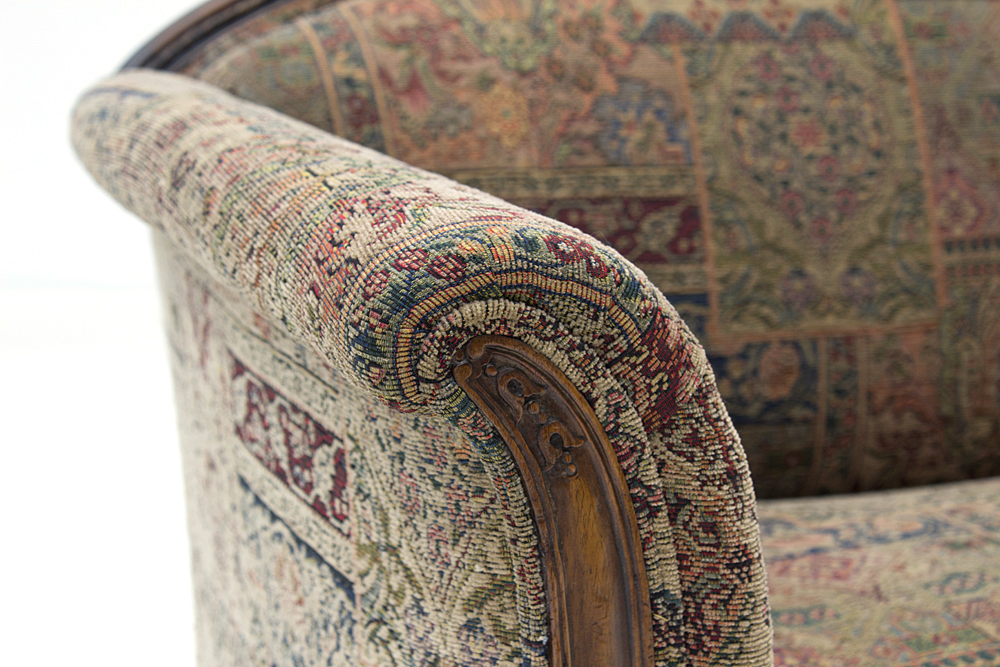 Vintage French Form Jacquard Style Tapestry Upholstered Sofa