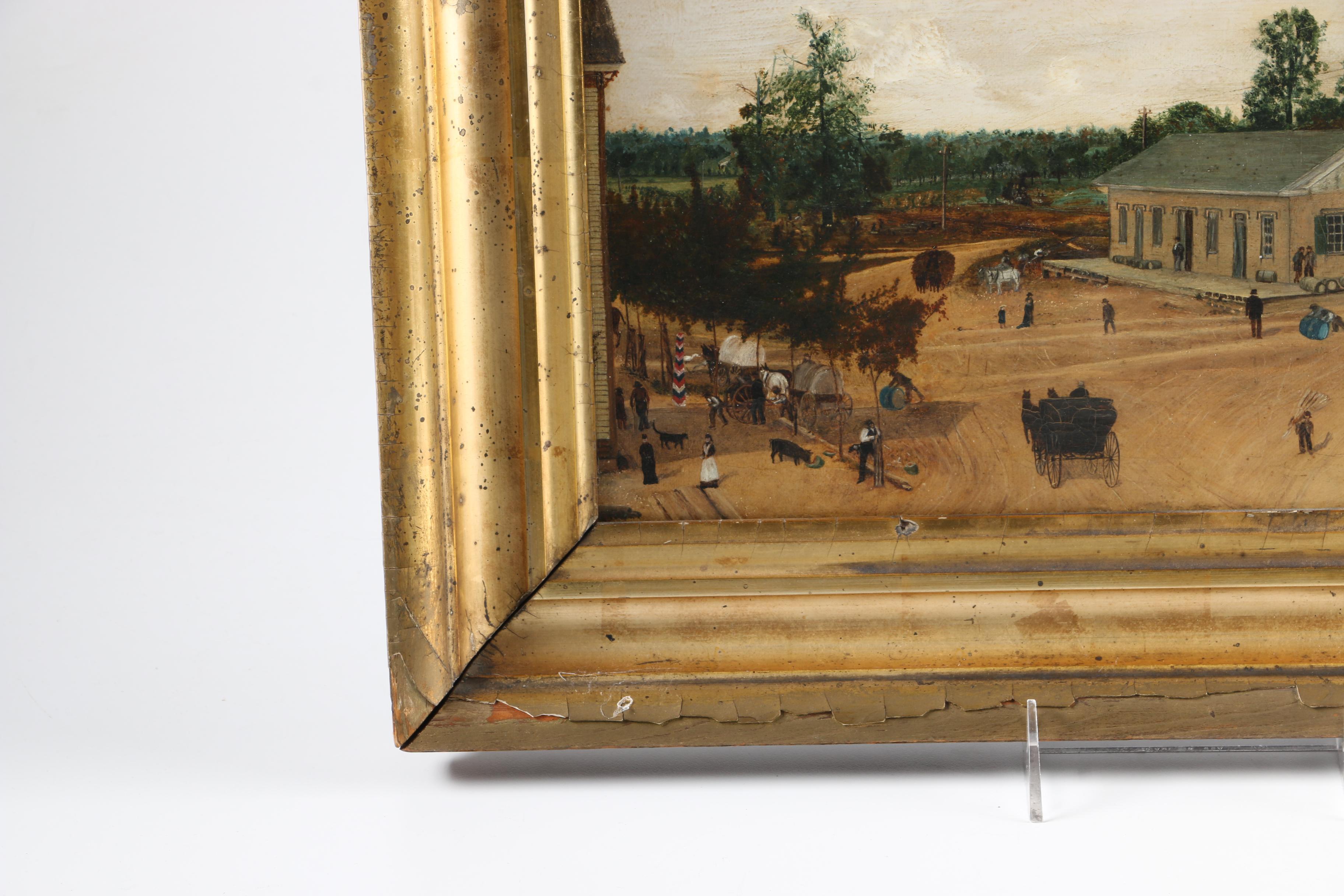 Excellent Southern Folk Art Bird's Eye View of a Town, Probaby Tullahoma, TN