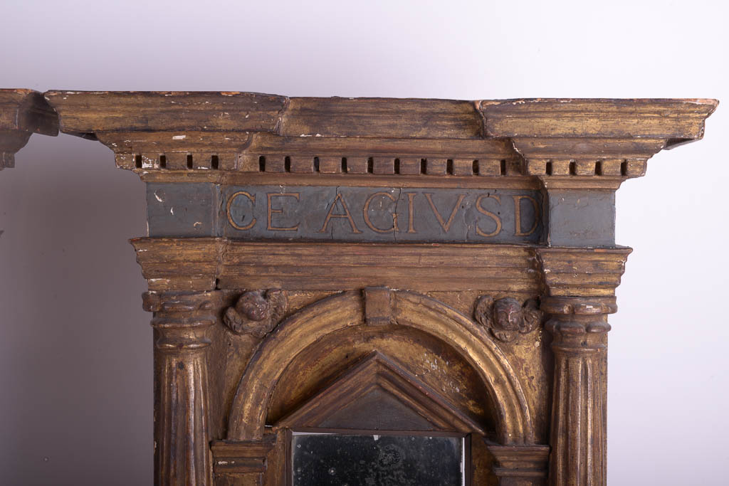 Pair of Antique Walnut Gothic Wall Mirrors