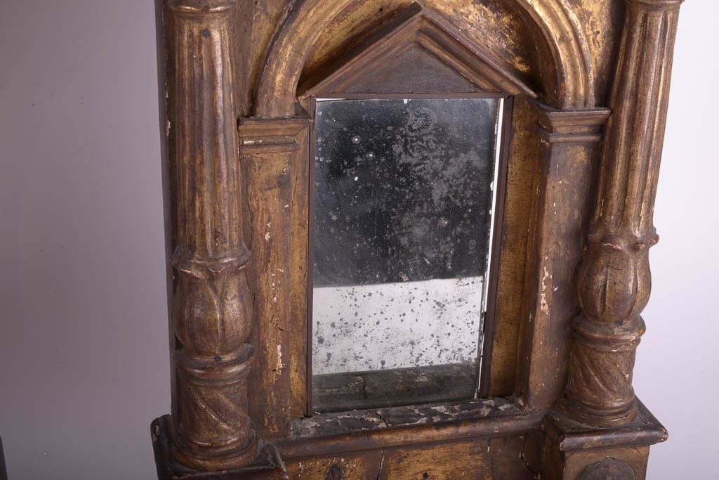 Pair of Antique Walnut Gothic Wall Mirrors