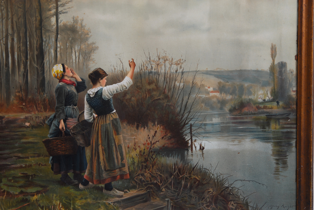 Ridgway Knight Offset Lithograph "Hailing the Ferryman"