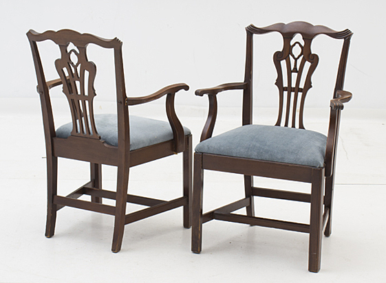 Vintage Neoclassical Style Dining Table and Chippendale Chairs