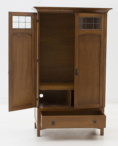 Mission Style Oak Home Entertainment Cabinet