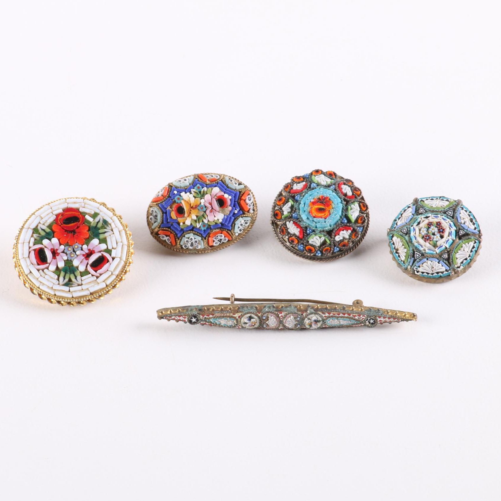 Vintage Italian Micro Mosaic Brooches