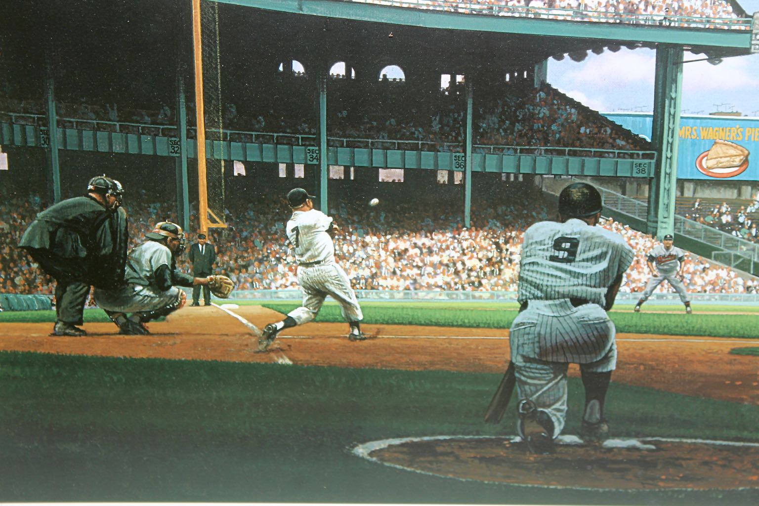 Bill Purdom Offset Lithograph of Roger Maris and Mickey Mantle