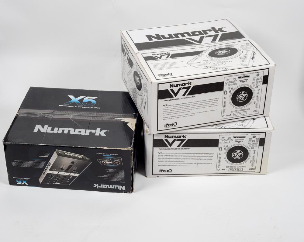 Numark V7 DJ Controllers and 5X Mixer