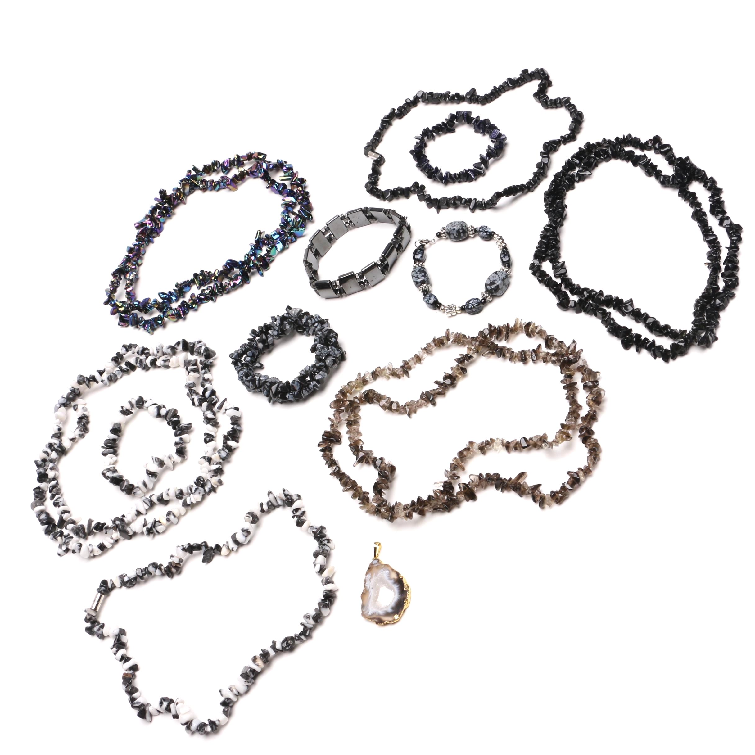 Assortment of Black Stone Jewelry