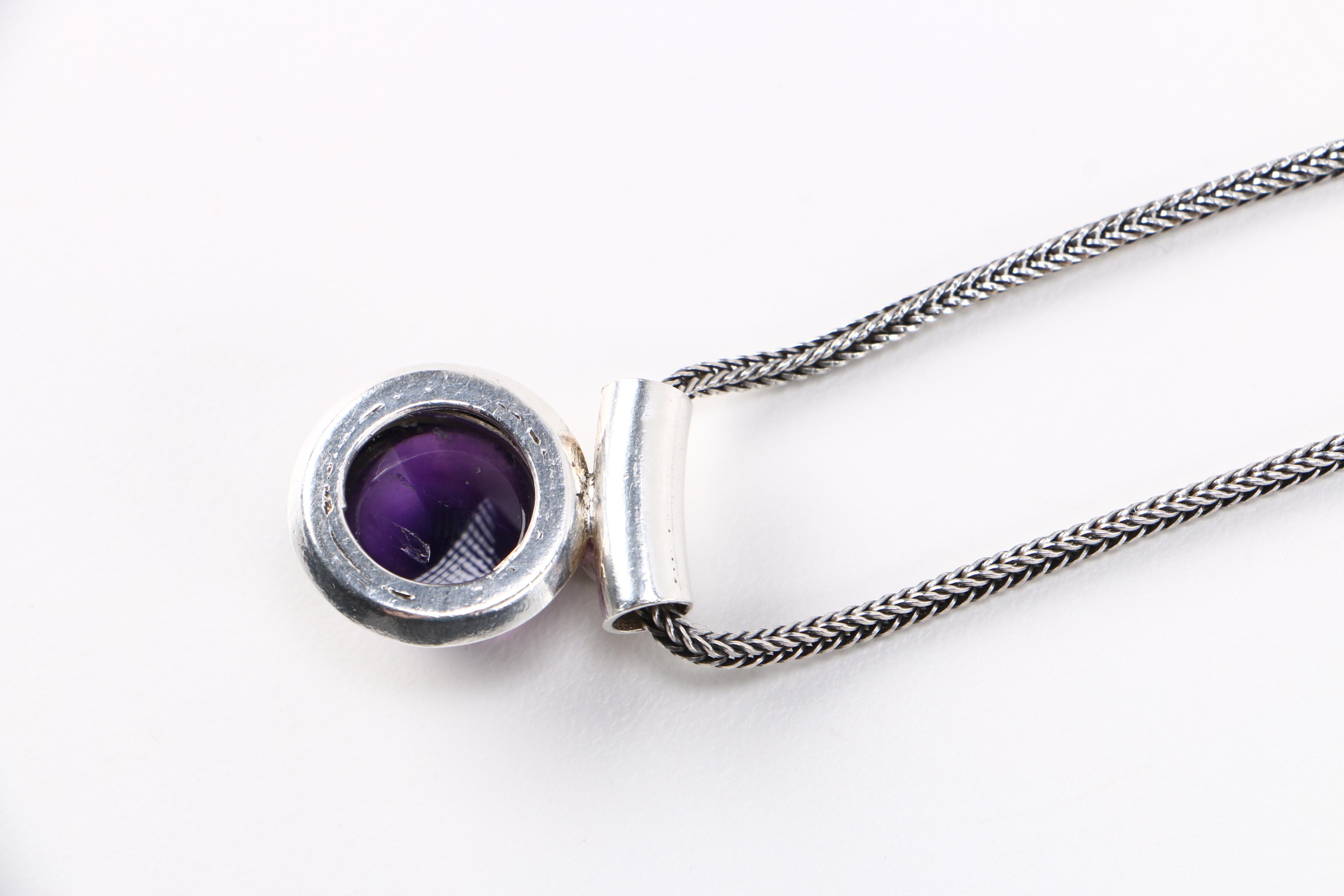 Sterling Necklace and Bracelet including Peridot and Amethyst