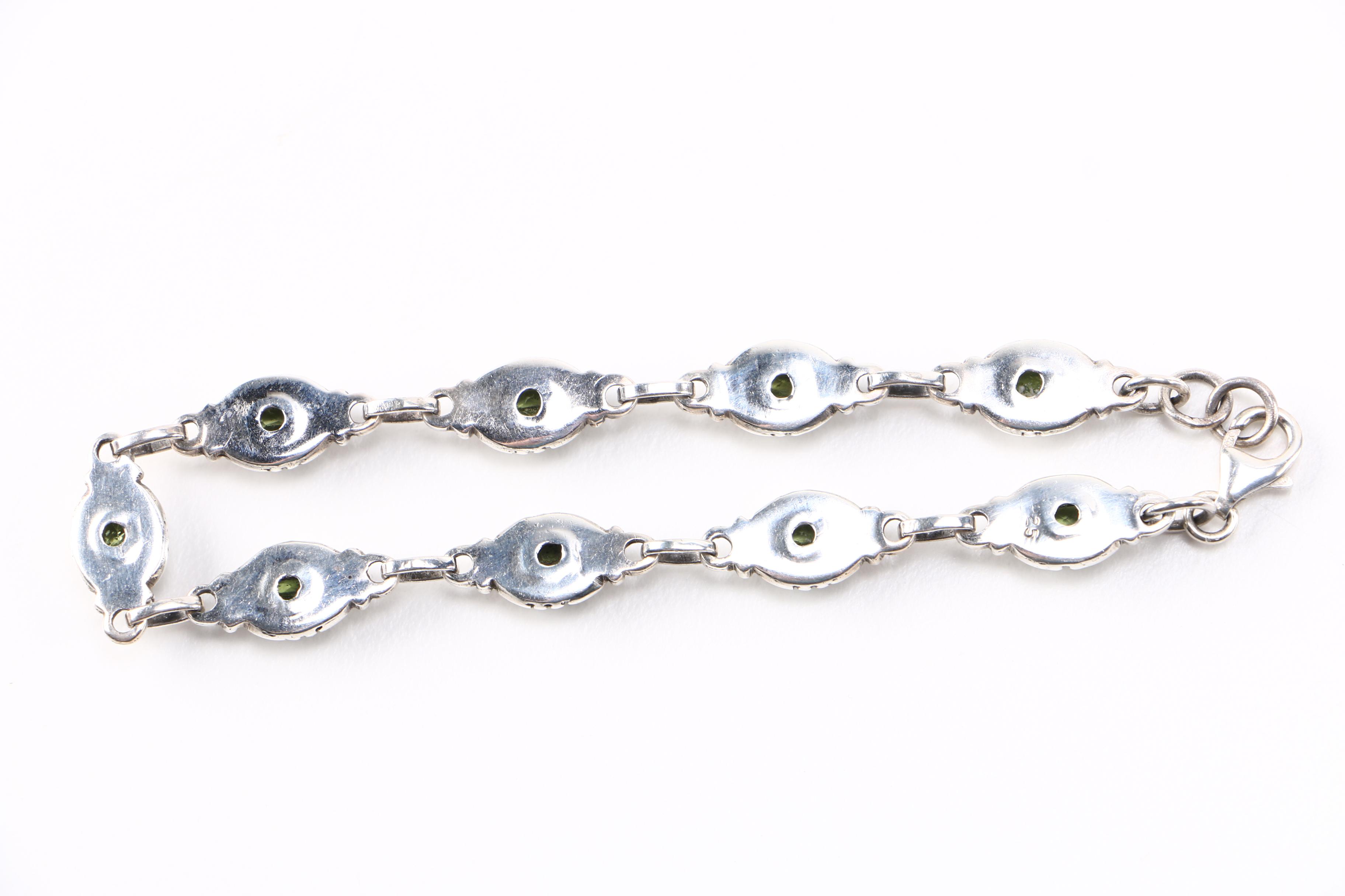 Sterling Necklace and Bracelet including Peridot and Amethyst