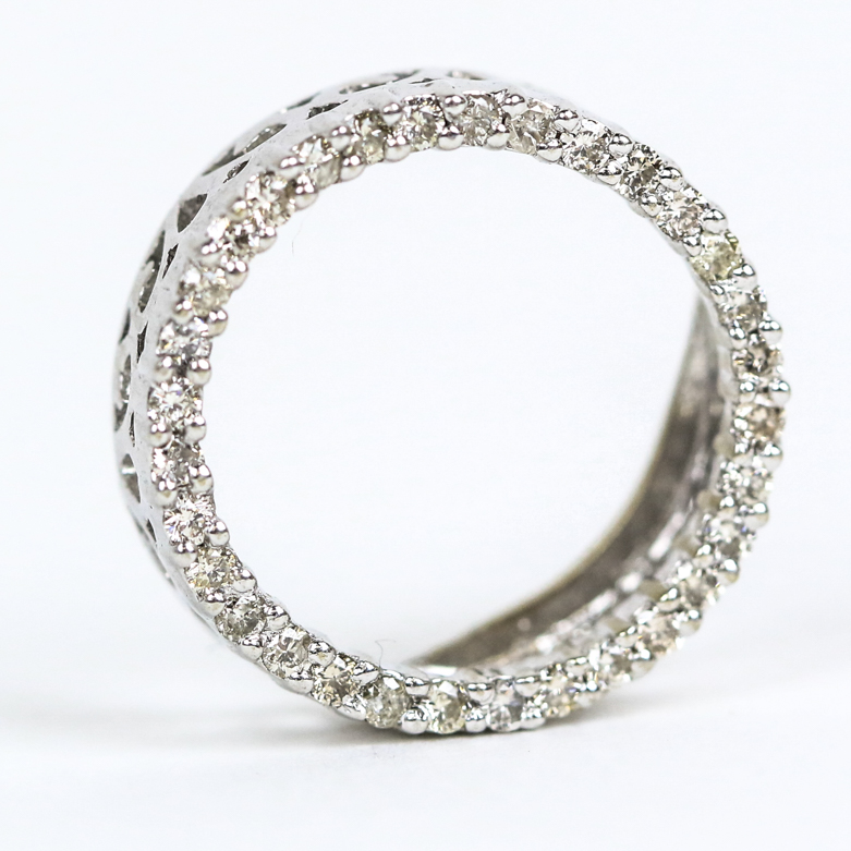 14K White Gold and Cubic Zirconia Open Circle Pendant