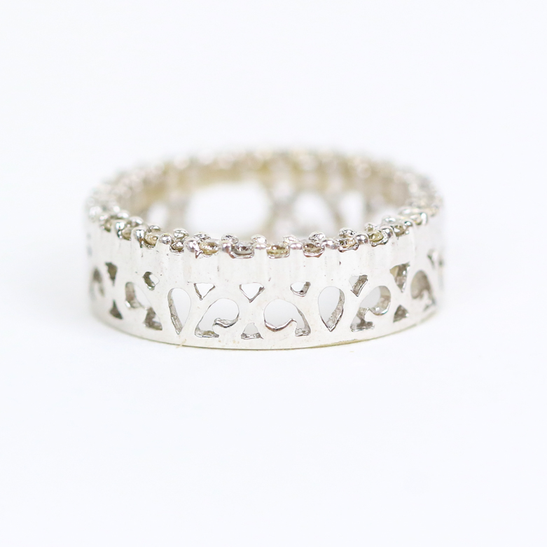 14K White Gold and Cubic Zirconia Open Circle Pendant