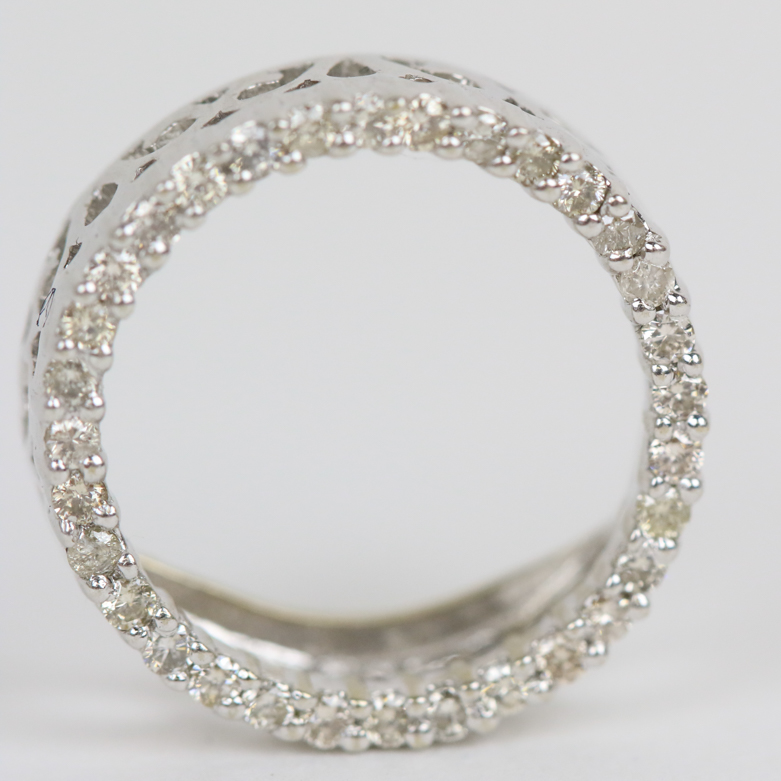 14K White Gold and Cubic Zirconia Open Circle Pendant