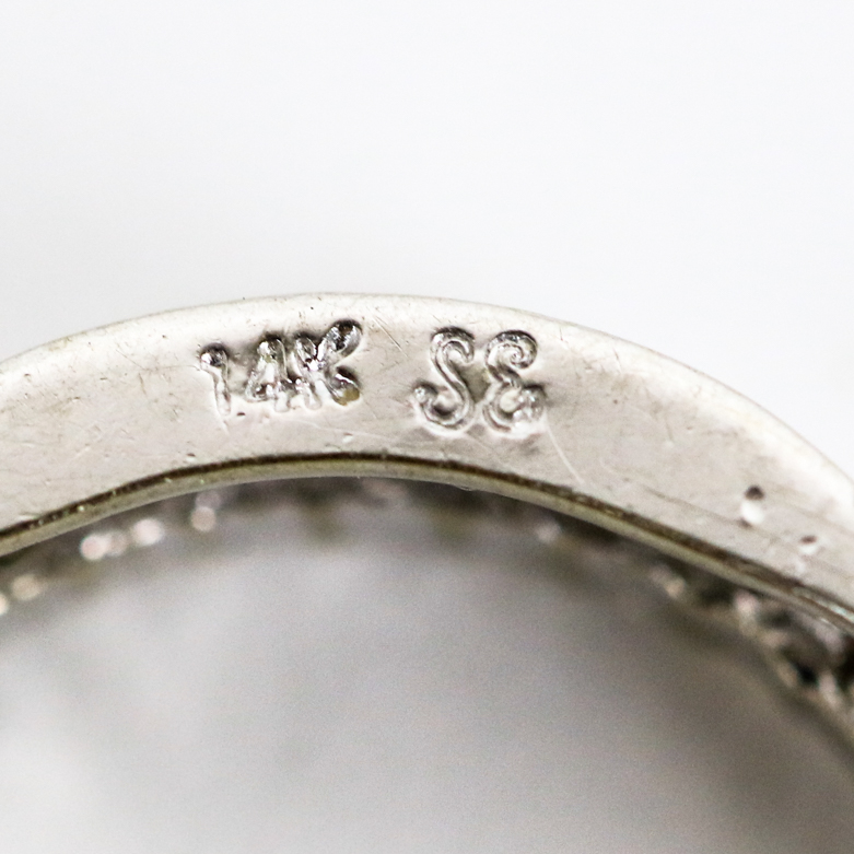 14K White Gold and Cubic Zirconia Open Circle Pendant