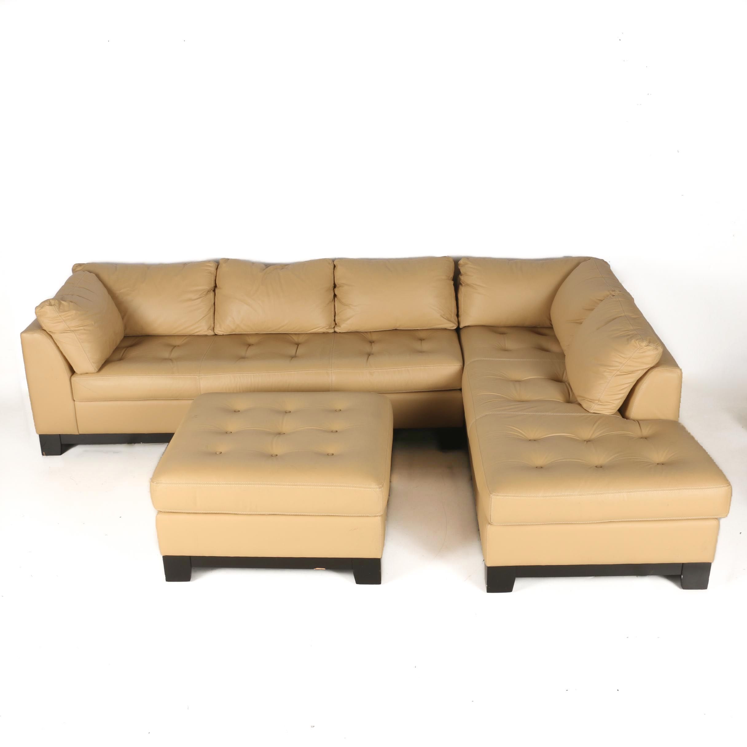 Elite Leather Sectional Sofa and Ottoman